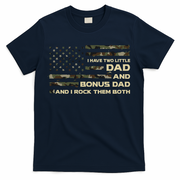 I Have Two Titles Dad And Bonus Dad Military Camo Flag T-Shirt