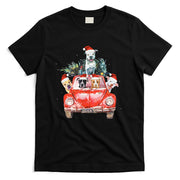 Pitbull Riding Red Truck Christmas Tree Santa Pitbull Xmas T-Shirt