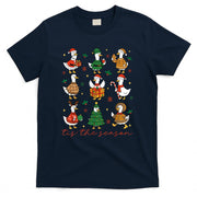 Retro Silly Goose Santa Cute Merry Christmas Tis The Season T-Shirt