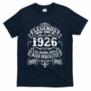 100th Birthday Vintage Scroll Border Legends Were Born Age Perfectly 1926 T-Shirt - Navy