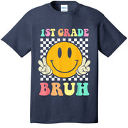 1st Grade Bruh Hippie Smile Face Back To School Teacher Kid T-Shirt