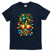 Tropical Pineapple Sunglass Christmas Lights Xmas T-Shirt