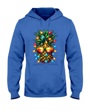Tropical Pineapple Sunglass Christmas Lights Xmas T-Shirt