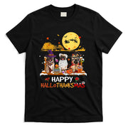 Pug Happy Hallothanksmas Halloween Thanksgiving Xmas T-Shirt
