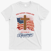 250th Anniversary One Nation Under God 250 Years Of Blessings America Flag T-Shirt - White