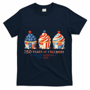 250 Years Of Freedom Proudly American 1776-2026 Cute Patriotic USA Cupcakes T-Shirt - Navy