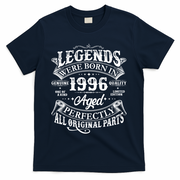 30th Birthday Legends Were Born In 1996 Age Perfectly Vintage Scroll  T-Shirt - Navy
