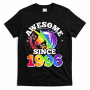 30th Birthday Rainbow Unicorn Awesome Since 1996 T-Shirt - Black
