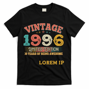 30th Birthday Vintage 1996 Limited Edition 30 Years Of Being Awesome T-Shirt - Black