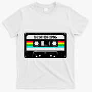40th Birthday Best Of 1986 Cassette Mix Tape  T-Shirt - White