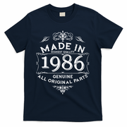 40th Birthday Made In 1986 Highest Quality Genuine All Original Parts T-Shirt - Navy