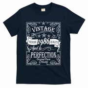 40th Birthday Vintage 1986 Genuine Quality Age To Perfection Original Parts Mostly T-Shirt - Navy