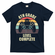 4Th Grade Level Complete Gaming Gamer Graduation T-Shirt - Navy