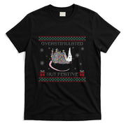 Overstimulated But Festive Opossum Ugly Sweater Christmas T-Shirt