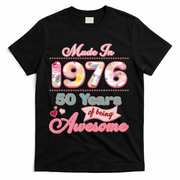 50th Birthday Pink Floral Made In 1956 Years Of Being Awesome T-Shirt - Black
