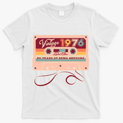 50th Birthday Vintage 1976 Limited Edition Cassette Tape T-Shirt - White
