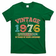50th Birthday Vintage 1976 Limited Edition 50 Years Of Being Awesome T-Shirt - Green
