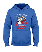 Funny Christmas Santa Claus Drinking Beer Wonderful Time T-Shirt