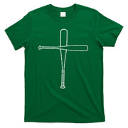 Cross Baseball Bats Christian Faith Sports Coach Pitcher T-Shirt
