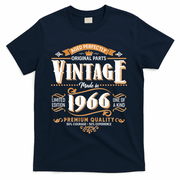 60th Birthday Age Perfectly Original Parts Vintage Made In 1966 Premium Quality T-Shirt - Navy