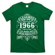 60th Birthday Vintage Scroll Border Legends Were Born Age Perfectly 1966 T-Shirt - Green
