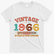 60th Birthday Vintage 1966 Limited Edition 60 Years Of Being Awesome T-Shirt - White