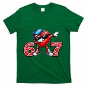 67 Meme 6-7 Heart Dabbing Six Seven Valentines Day T-Shirt - Green