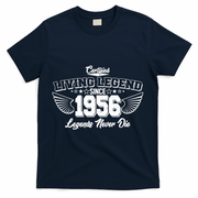 70th Birthday Certified Living Legend Since 1956 Legends Never Die Vintage Wings T-Shirt - Navy
