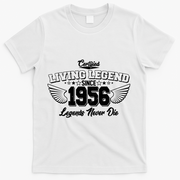 70th Birthday Certified Living Legend Since 1956 Legends Never Die Vintage Wings T-Shirt - White