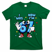 7th Birthday I Was 6 Now Im 7 Hands Cute 67 Meme T-Shirt - Green