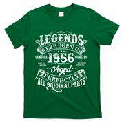 70th Birthday Legends Were Born In 1956 Age Perfectly Vintage Scroll  T-Shirt - Green