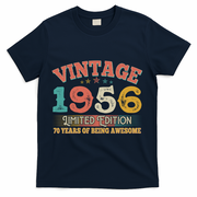 70th Birthday Vintage 1956 Limited Edition 70 Years Of Being Awesome T-Shirt - Navy