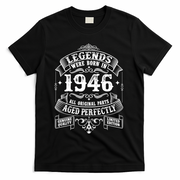 80th Birthday Vintage Scroll Border Legends Were Born Age Perfectly 1946 T-Shirt - Black