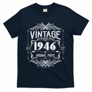80th Birthday Vintage 1946 Old Style Top Notch Mostly Original Parts Whiskey Label T-Shirt - Navy