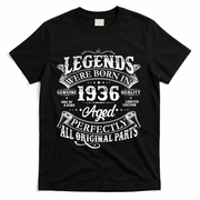 90th Birthday Legends Were Born In 1936 Age Perfectly Vintage Scroll  T-Shirt - Black