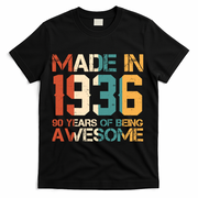 90th Birthday Made In 1936 90 Years Of Being Awesome T-Shirt - Black