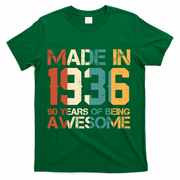 90th Birthday Made In 1936 90 Years Of Being Awesome T-Shirt - Green