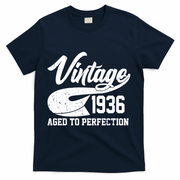 90th Birthday Sporty Vintage 1936 Age To Perfection  T-Shirt - Navy