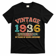 90th Birthday Vintage 1936 Limited Edition 90 Years Of Being Awesome T-Shirt - Black