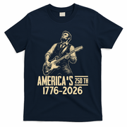 Abraham Lincoln Rcoks Guitar 4th July 250th Anniversary T-Shirt - Navy