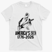 Abraham Lincoln Rcoks Guitar 4th July 250th Anniversary T-Shirt - White