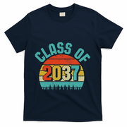 Class Of 2037 Grow With Me Kindergarten To Graduation Retro T-Shirt - Navy