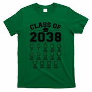 Class Of 2038 Grow With Me Checklist Prek To 12th Grade Gift T-Shirt - Green