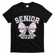 Class Of 2026 Senior Coquette Bow Aesthetic T-Shirt - Black