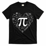 Cute Pi 3.14 Math Science Lover Heart T-Shirt - Black