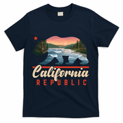 California Republic Bear Cali West Coast Beach Sunset T-Shirt - Navy