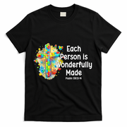 Each Person Is Wonderfully Made Christian Autism T-Shirt - Black