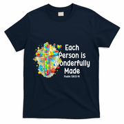 Each Person Is Wonderfully Made Christian Autism T-Shirt - Navy