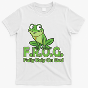 Funny Christian FROG Fully Rely On God T-Shirt - White