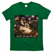 Funny Chill The Fourth Out 4th Of July Goose T-Shirt - Green